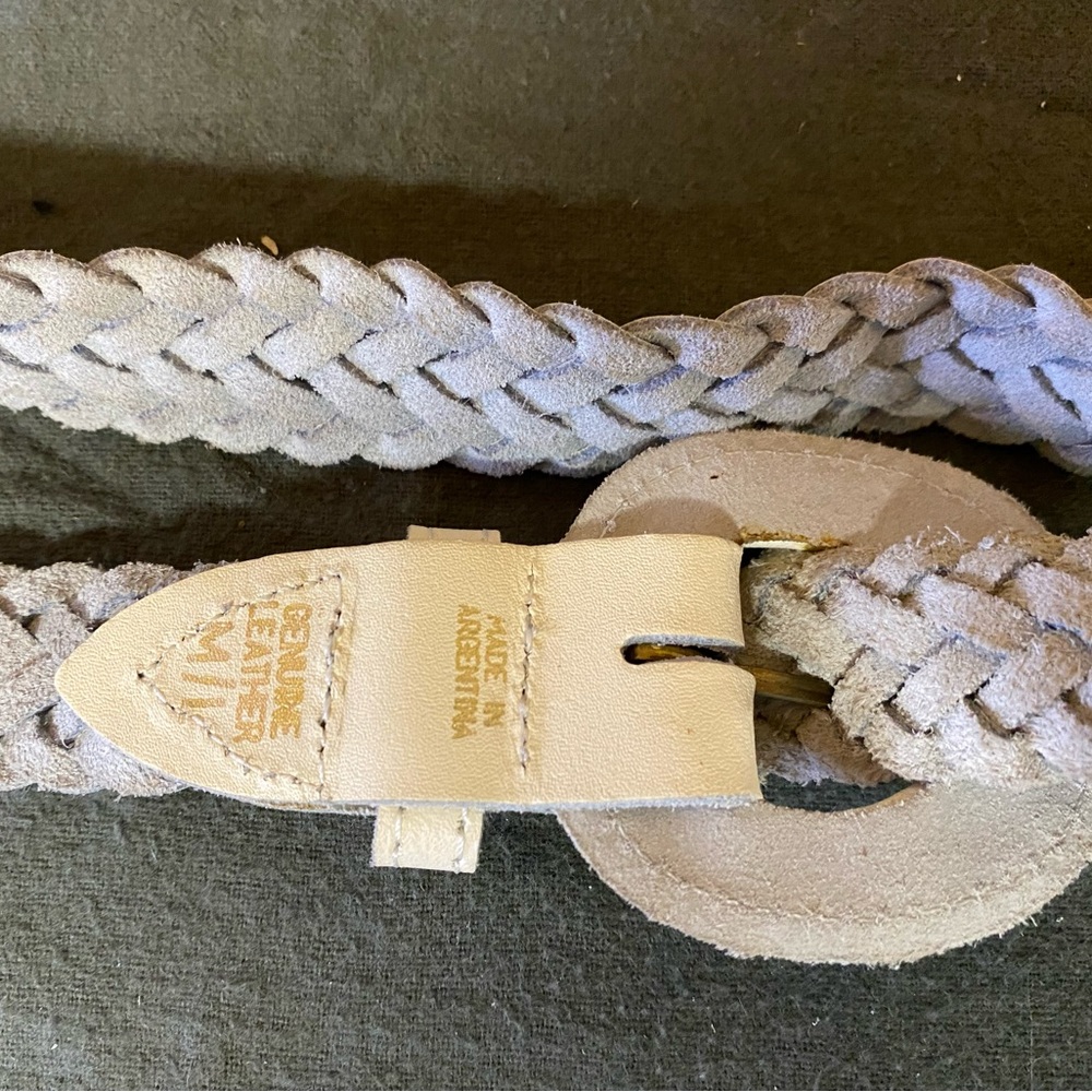 White braided Genuine Leather women’s belt